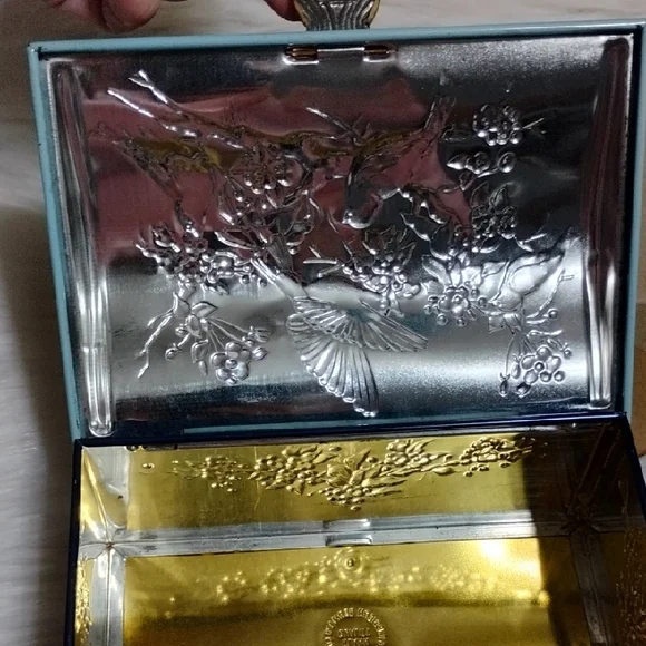 Linette Thin Metal Hand-Painted Floral & Bird Decor Print Box W Lock/Keys (BX80) - Picture 14 of 15